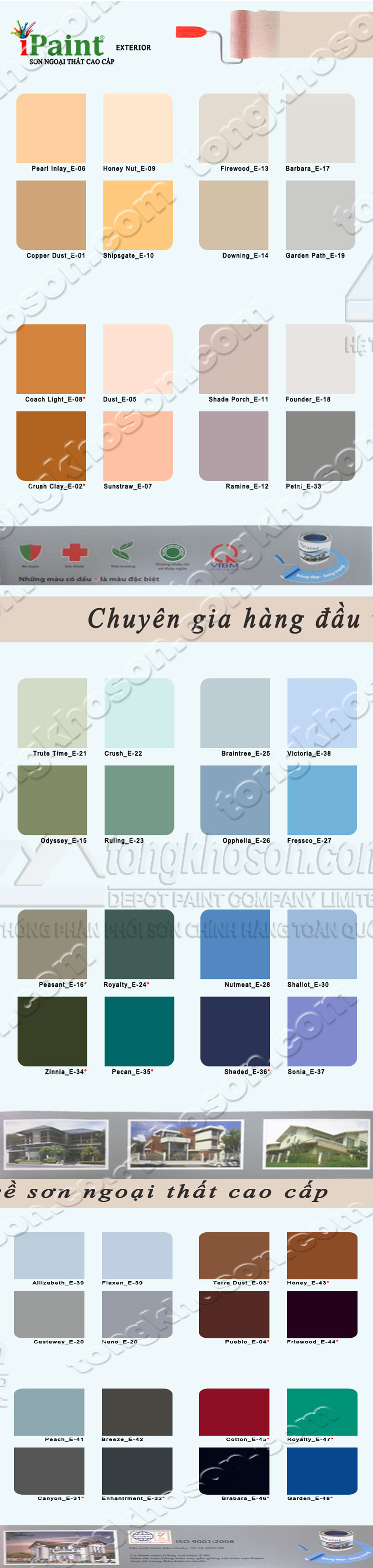 Bảng màu sơn Ipaint ngoại thất