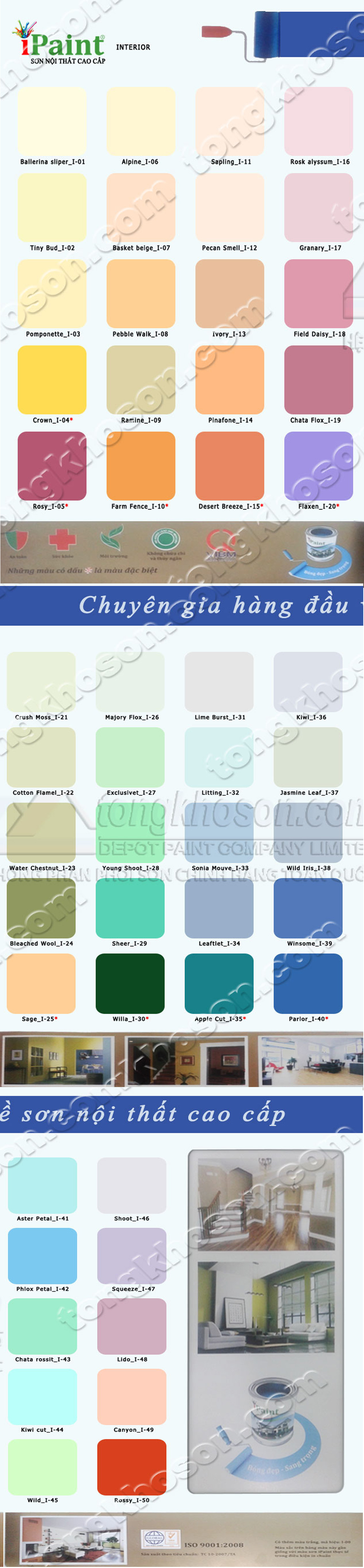 Bảng màu sơn Ipaint nội thất