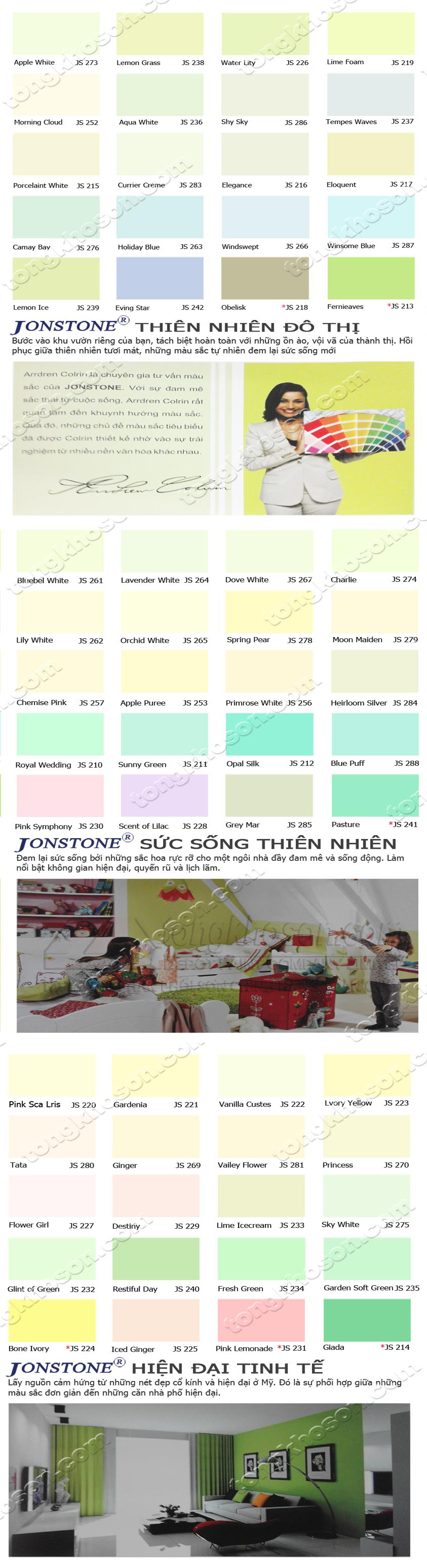 Bảng màu sơn JoneStone nội thất