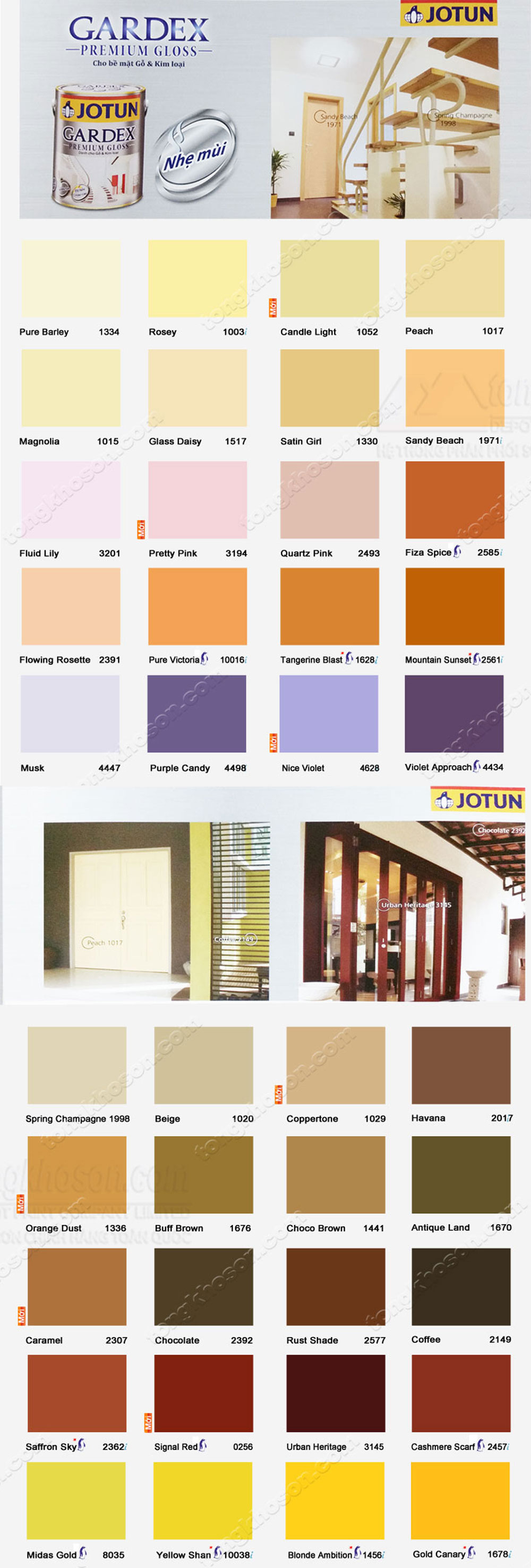 Bảng màu sơn dầu Gardex Jotun dùng cho gỗ & kim loại