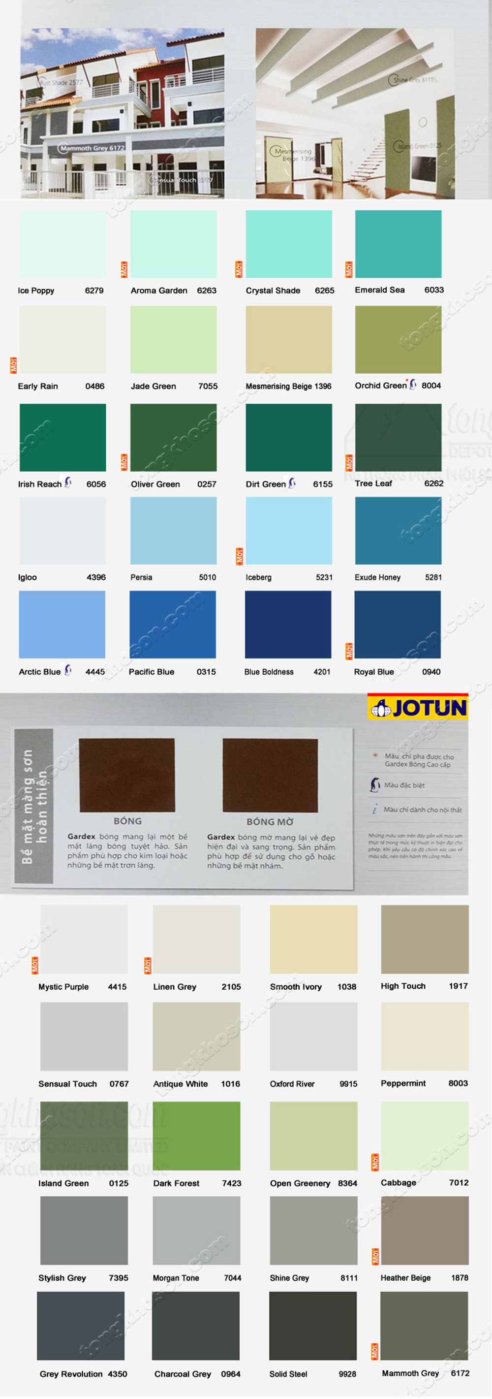 Bảng màu sơn dầu Gardex Jotun dùng cho gỗ & kim loại