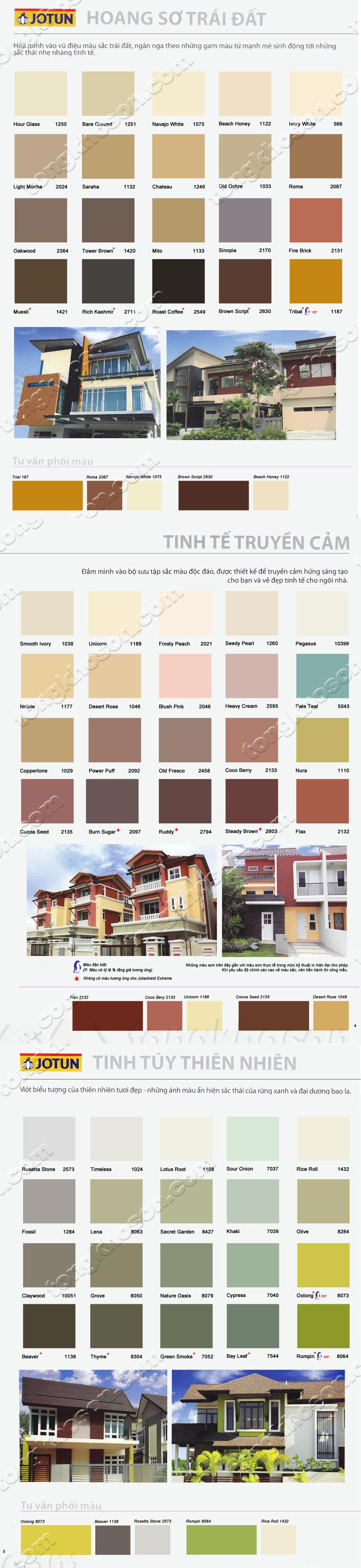 Bảng màu sơn Jotun Jotashield ngoại thất bóng