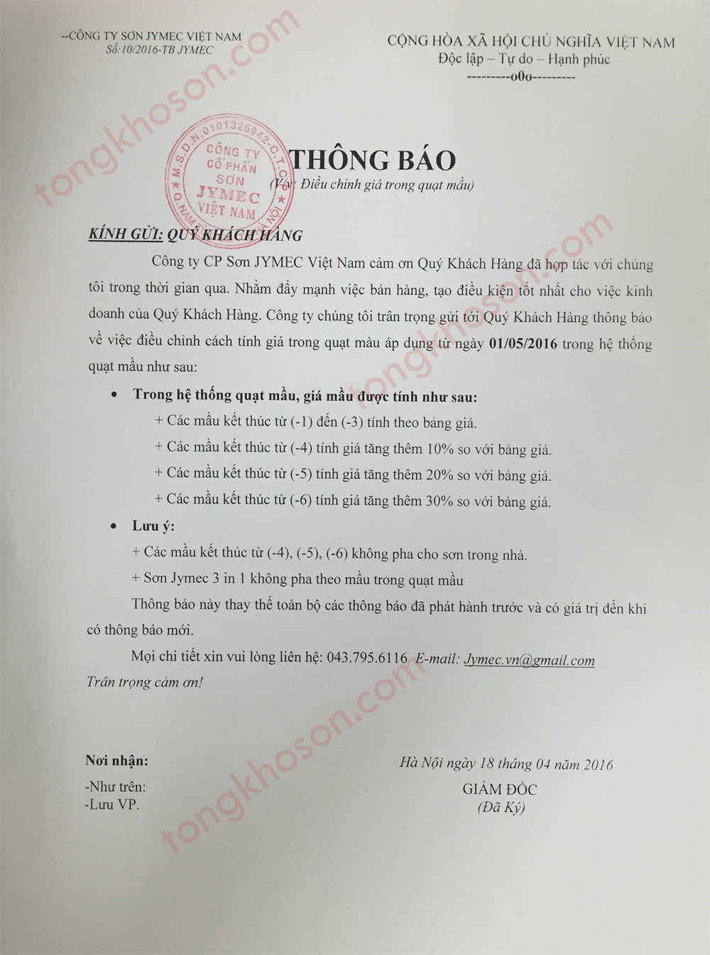 Cách tính tiền màu sơn Jymec