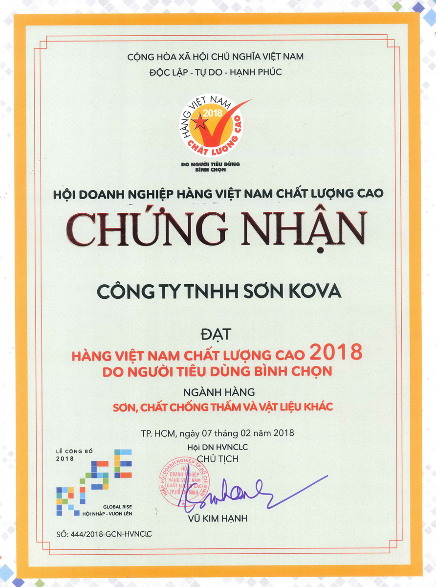 chứng nhận hàng việt nam chất lượng cao