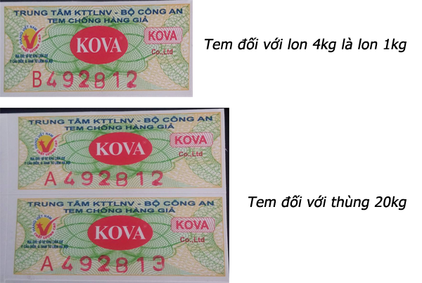 Mẫu tem chống hàng giả sơn kova Mẫu tem chống hàng giả sơn kova