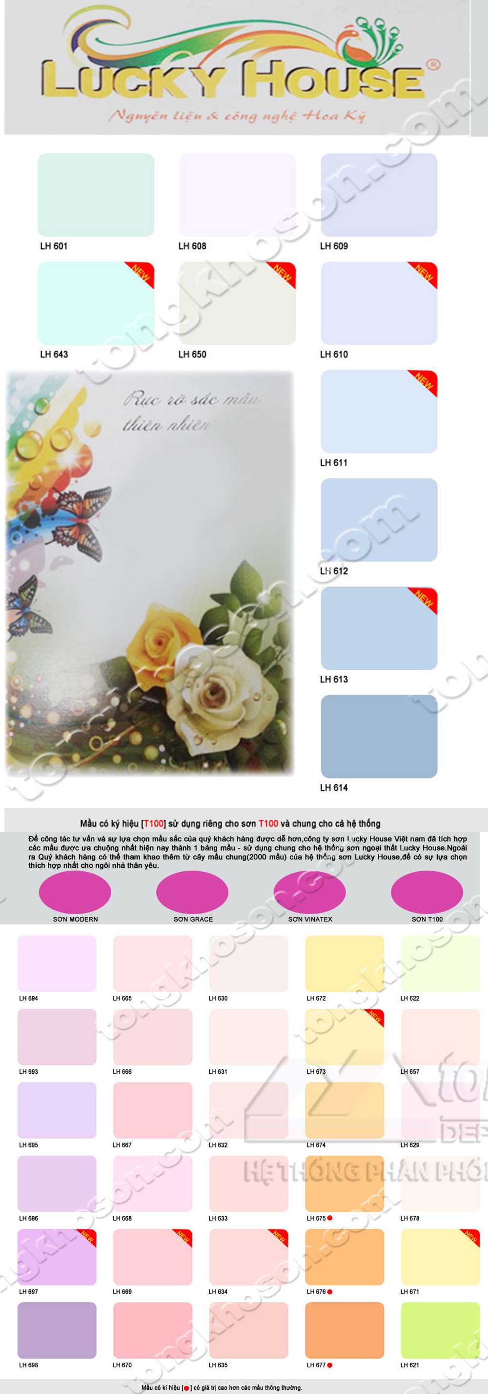 Bảng màu sơn Lucky house nội thất 