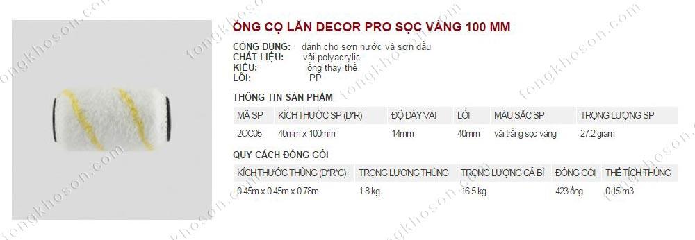 Ống lu lăn sơn Thanh Bình sọc vàng 100mm