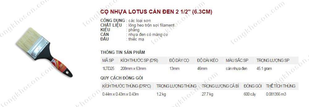 Chổi nhựa Lotus cán đen Thanh bình 6.3cm