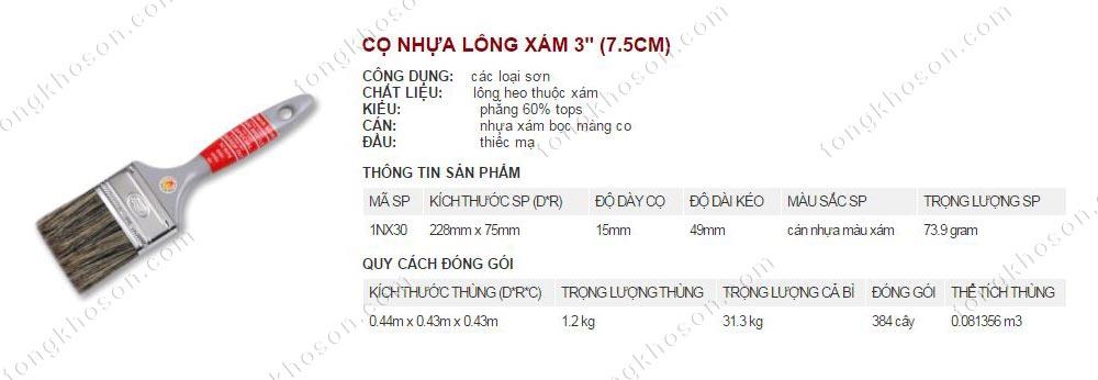 Chổi quét sơn Thanh Bình cán nhựa lông xám 7.5cm