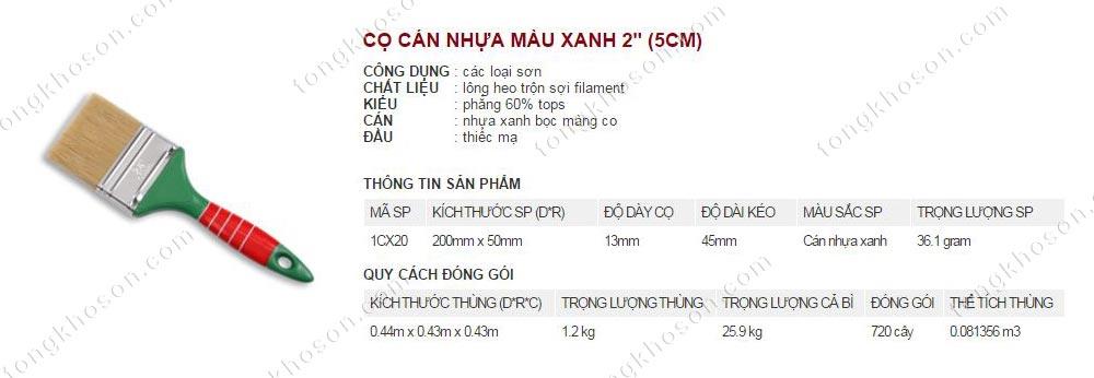 Chổi quét sơn Thanh Bình cán nhựa màu xanh 5cm
