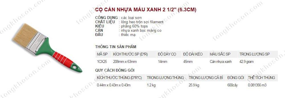 Chổi quét sơn Thanh Bình cán nhựa màu xanh 6.3cm