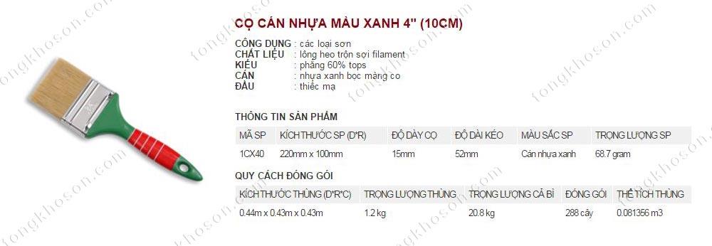 Chổi quét sơn Thanh Bình cán nhựa màu xanh 10cm