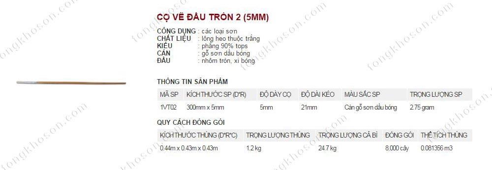 chổi vẽ thanh bình đầu tròn 2 (5mm)