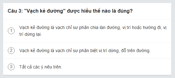 câu hỏi vạch kẻ đường được hiểu thế nào là đúng?