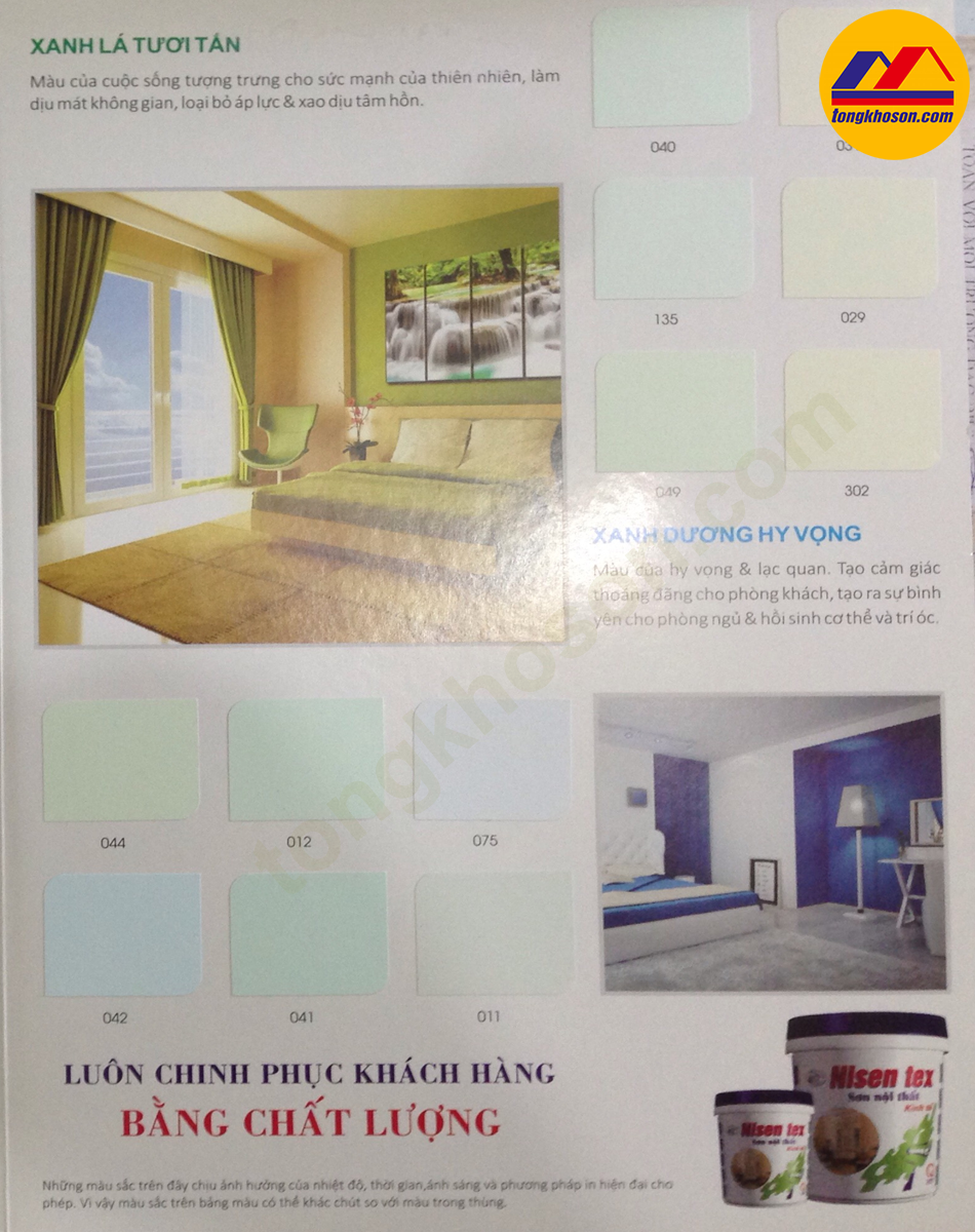 Bảng màu sơn trong nhà kinh tế Nisentex / tongkhoson.com