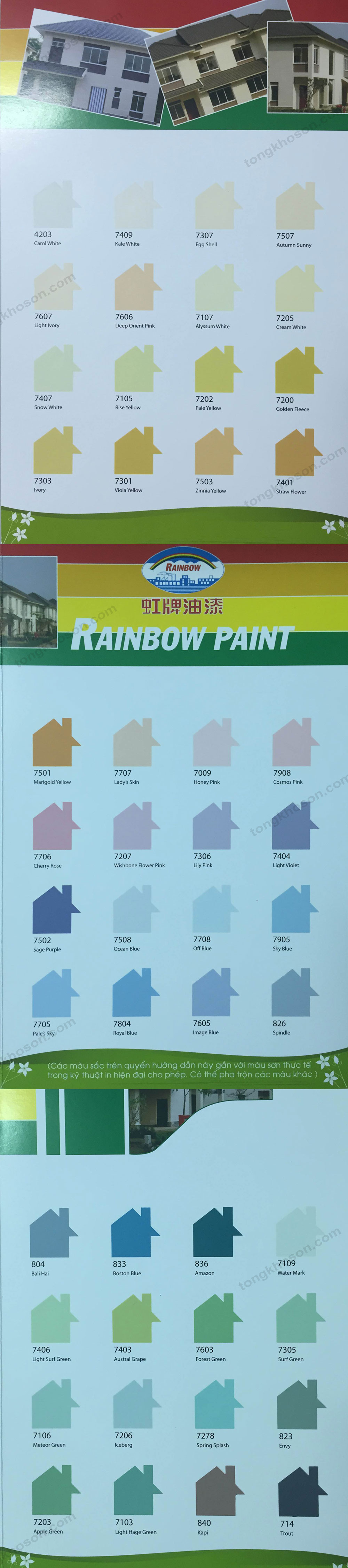 Bảng màu sơn RainBow ngoại thất