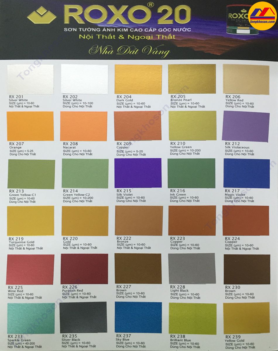Bảng màu sơn tường ánh kim ROXO