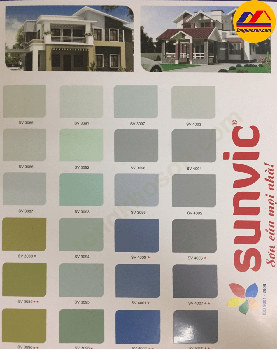 Bảng màu sơn Sunvic nội và ngoại thất