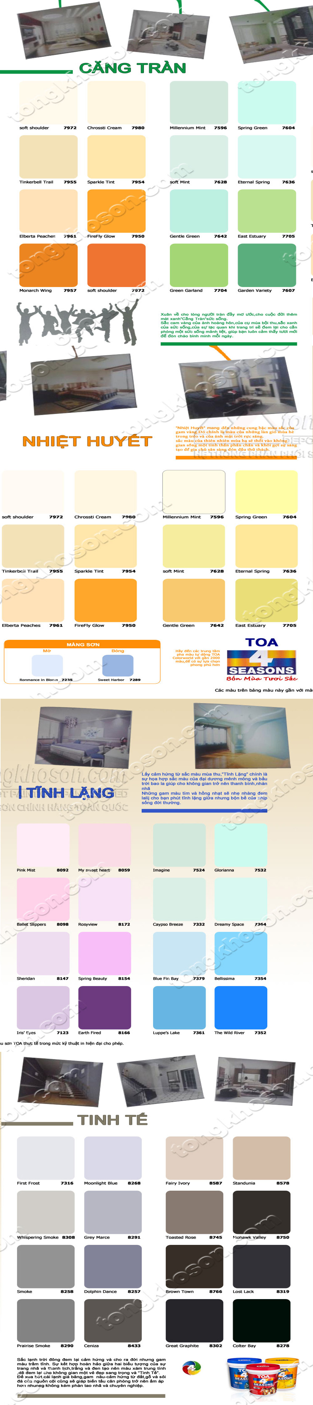 Bảng màu sơn Toa Seasons4