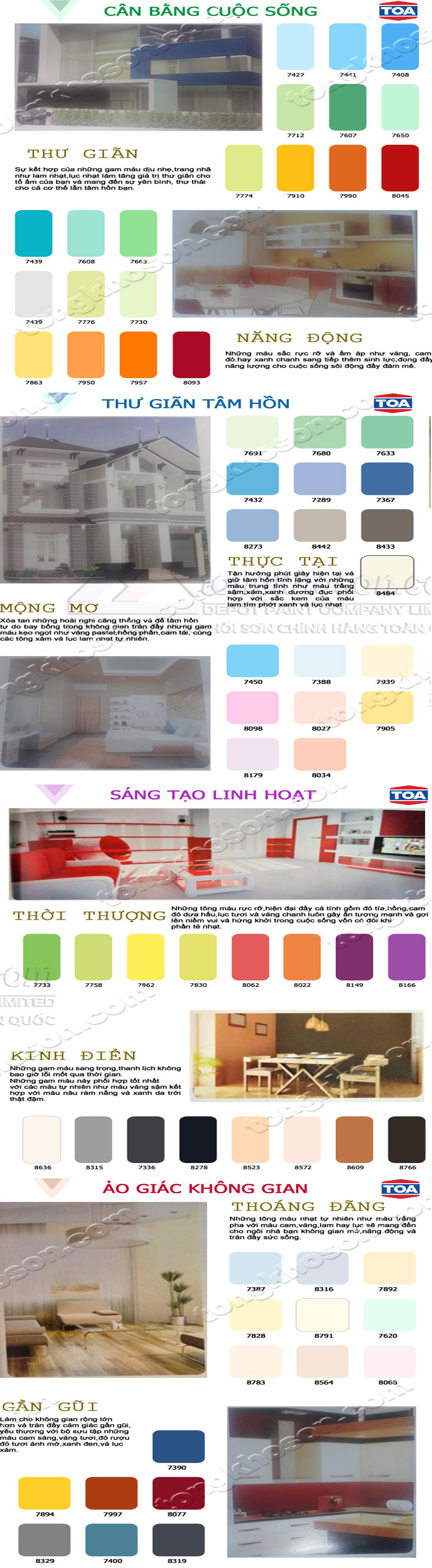 Bảng màu sơn Toa NanoClean
