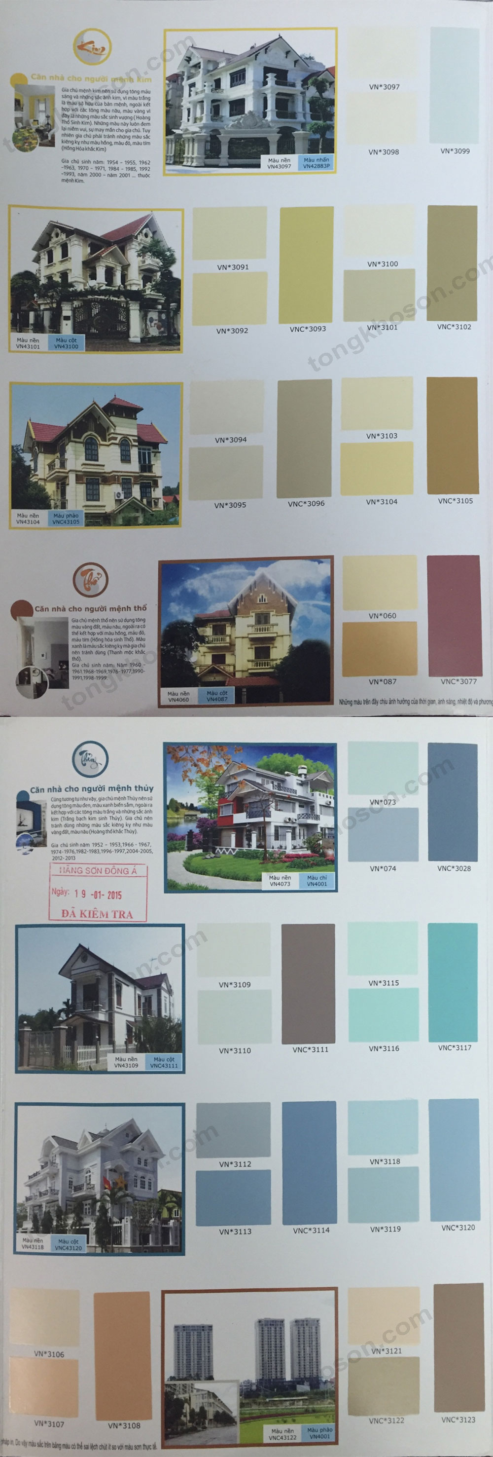 Bảng màu sơn Viglacera phong thủy