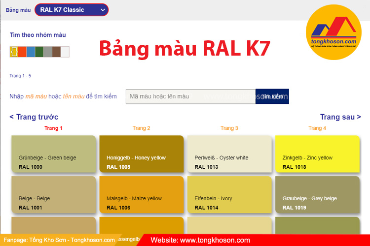 Giới thiệu về bảng màu RAL K7