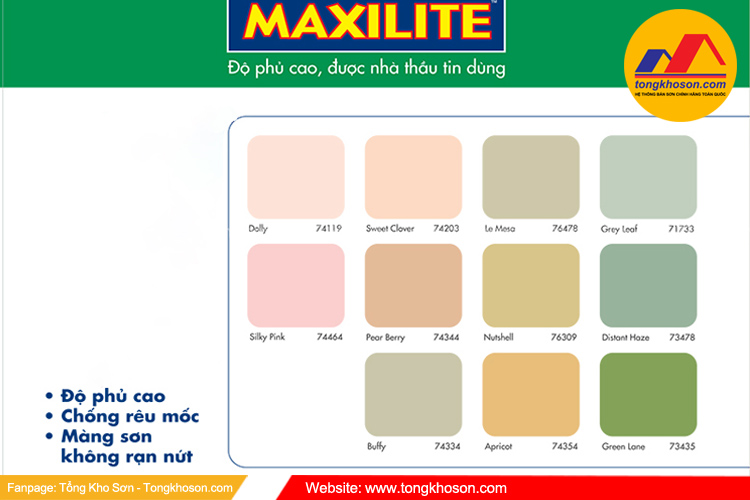 Bảng màu sơn Maxilite ngoài trời