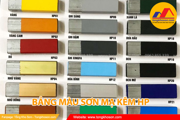 Bảng màu sơn sắt mạ kẽm HP