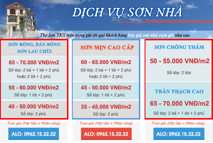 bao gia son nha trong goi