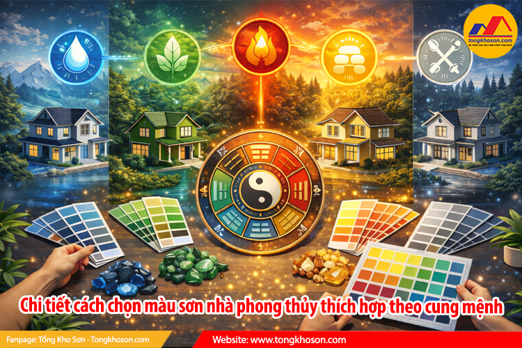 Chi tiết cách chọn màu sơn nhà phong thủy thích hợp theo cung mệnh