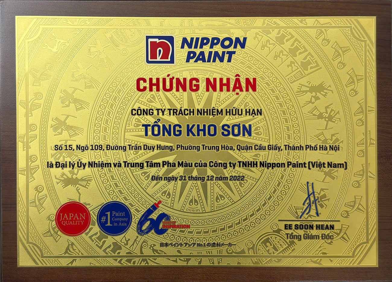 chung nhan thuong hieu son nippon cua tong kho son