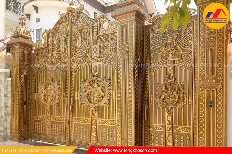 Sơn cửa cổng màu vàng đồng