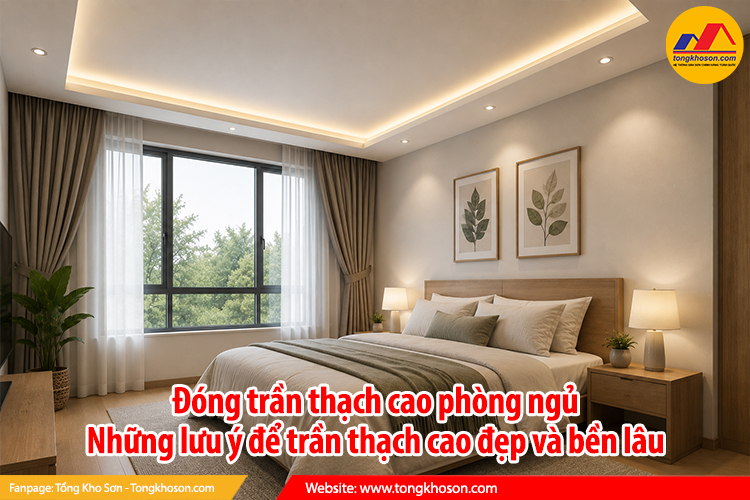 Đóng trần thạch cao phòng ngủ: Những lưu ý để đẹp và bền lâu