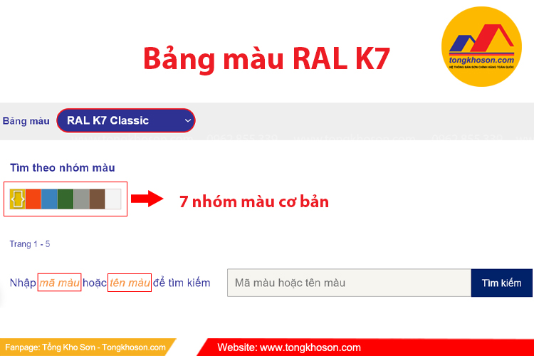 Hướng dẫn về cách xem bảng màu RAL K7