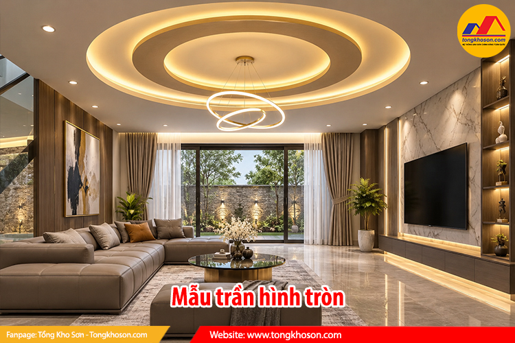 Mẫu trần thạch cao phòng khách thiết kế độc đáo