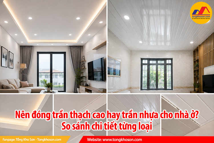 Nên đóng trần thạch cao hay trần nhựa cho nhà ở? So sánh chi tiết