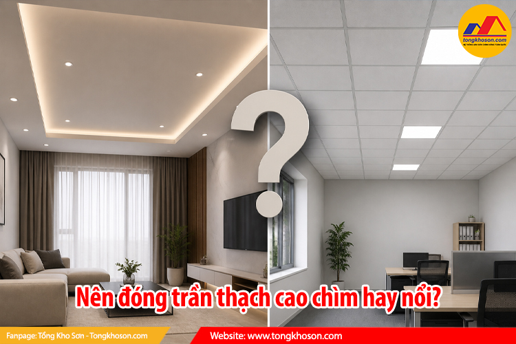 Nên chọn trần thạch cao chìm hay nổi?