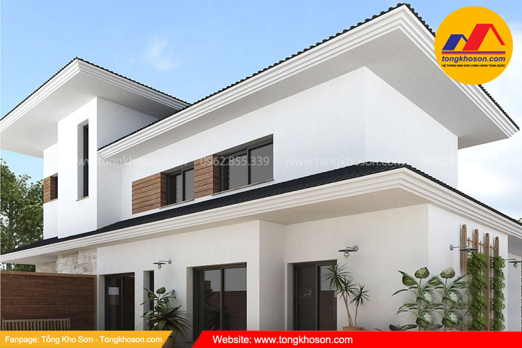 Ngoại thất sơn màu trắng sứ