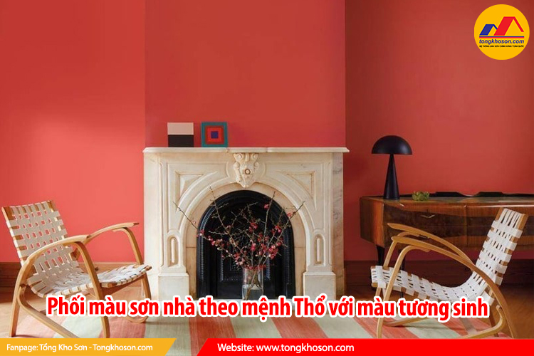 Phối màu sơn nhà theo mệnh Thổ với màu tương sinh