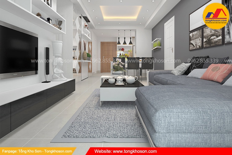 Cách phối màu trắng ngọc trai với nội thất tối màu