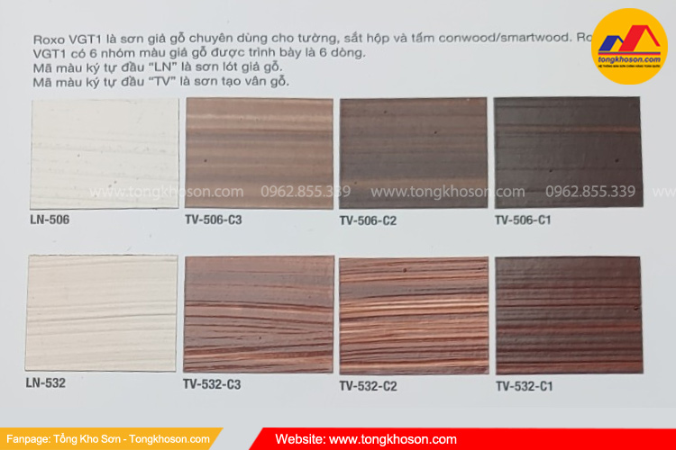 Sơn giả gỗ trên tường ROXO với 6 nhóm màu phổ biến