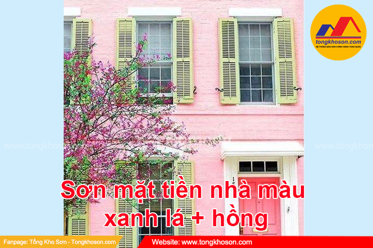 son nha mat tien mau xanh la voi mau hong