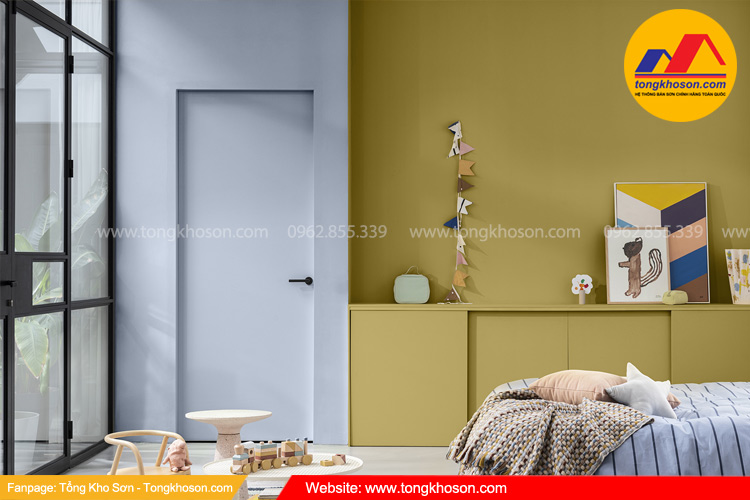 Sơn màu vàng phối với màu trung tính