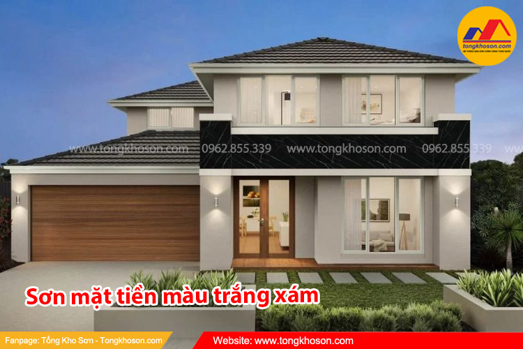 Sơn mặt tiền nhà màu trắng xám