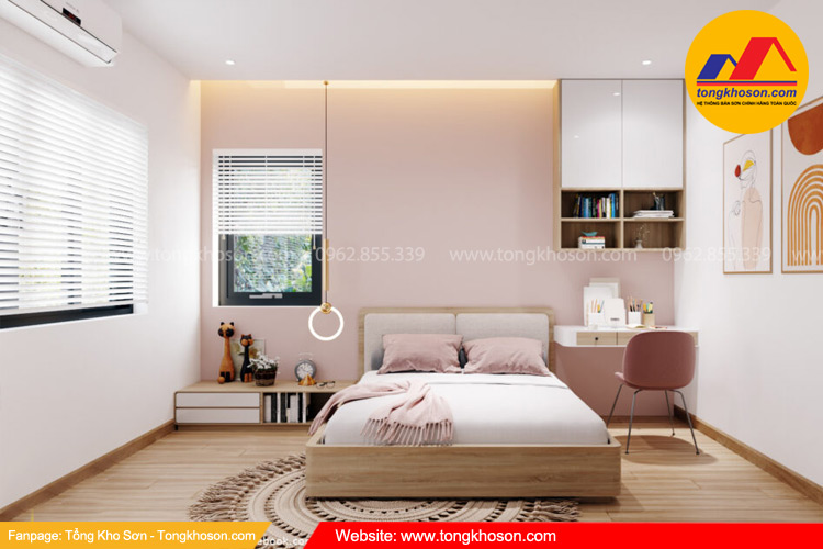 Sơn nhà màu trắng hồng