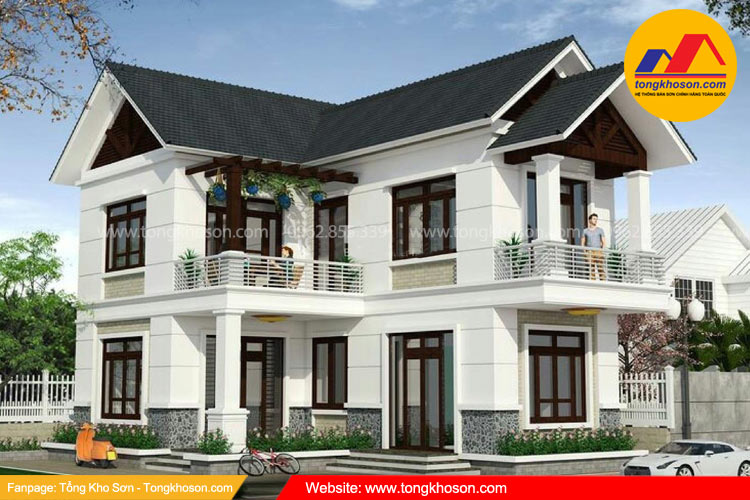 Sơn nhà màu trắng sứ kết hợp với màu gì đẹp