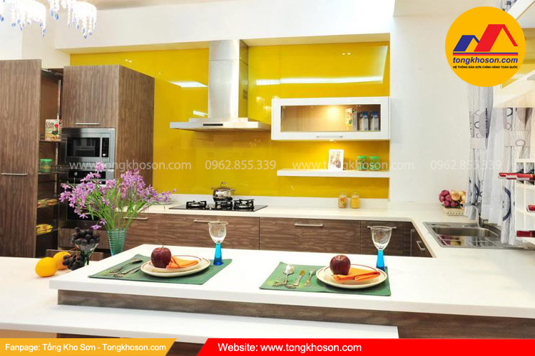 Sơn nhà màu vàng chanh cho phòng bếp