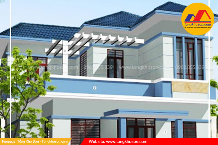 Sơn nhà ngoại thất màu xanh