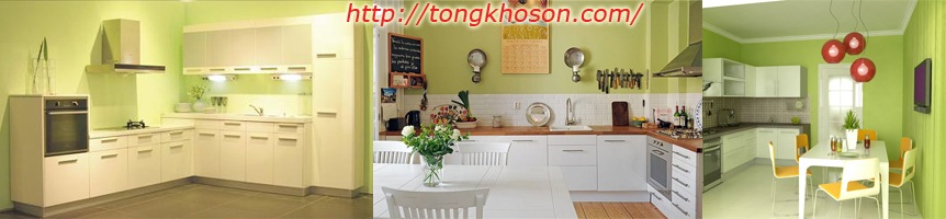 Sơn phòng bếp màu xanh cốm