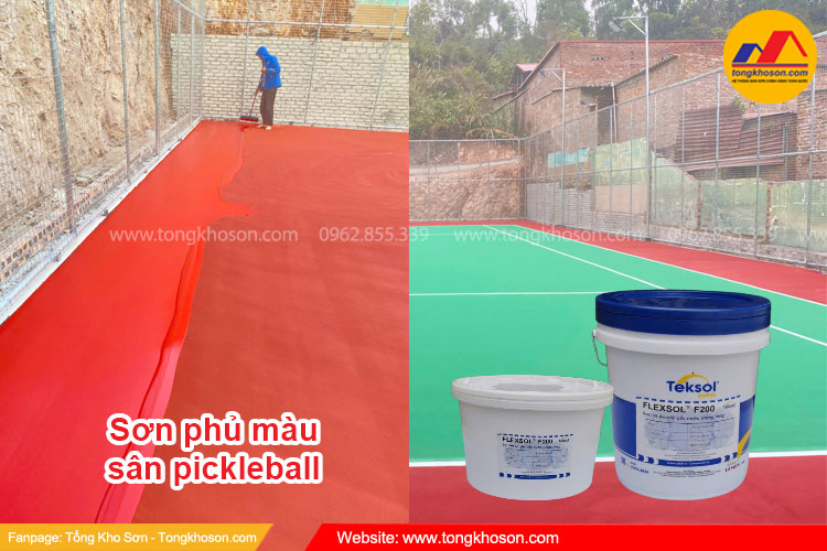 Tiến hành sơn phủ màu sân pickleball giá rẻ